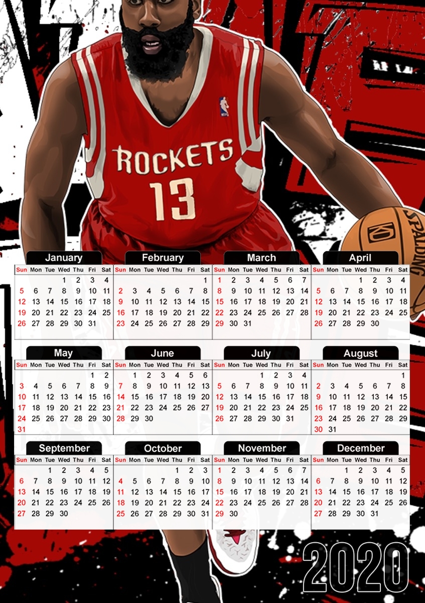  James Harden Basketball Legend para A3 Photo Calendar 30x43cm