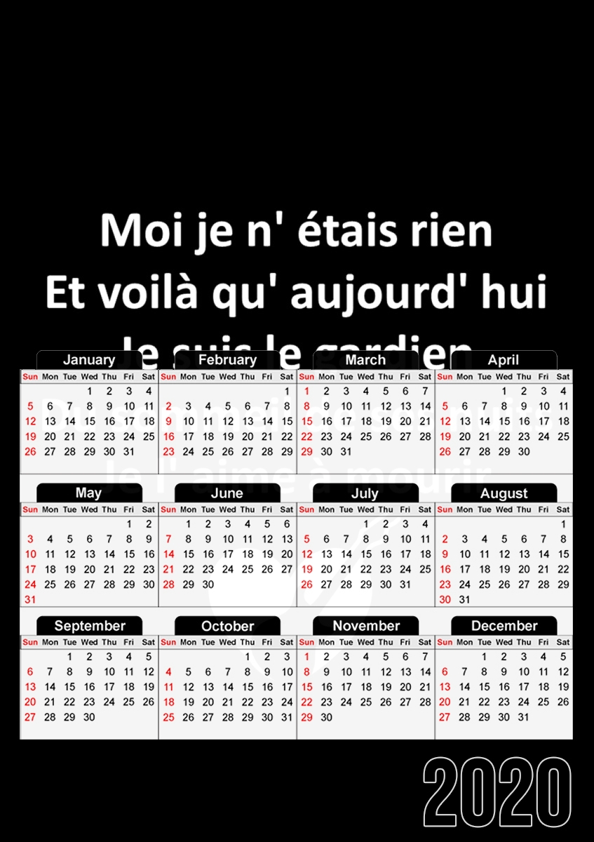  Je laime a mourir Lyrics para A3 Photo Calendar 30x43cm