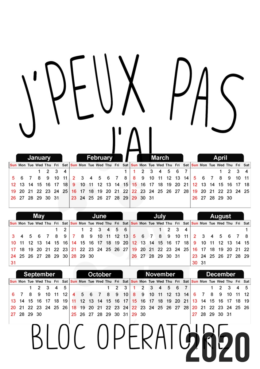  Je peux pas jai bloc operatoire para A3 Photo Calendar 30x43cm