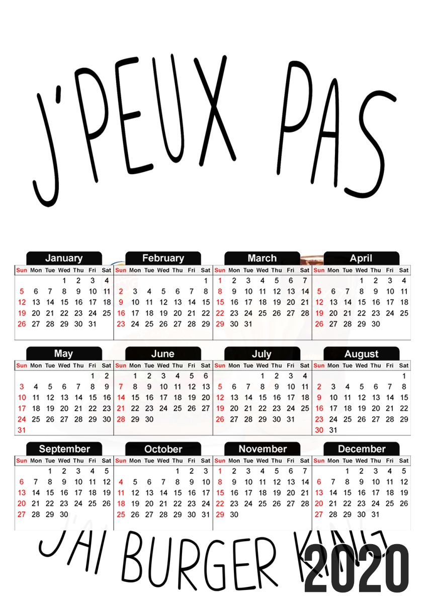  Je peux pas jai Burger King para A3 Photo Calendar 30x43cm