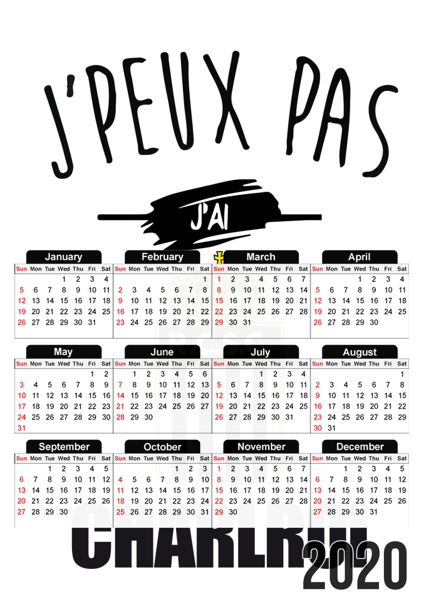  Je peux pas jai charleroi Belgique para A3 Photo Calendar 30x43cm