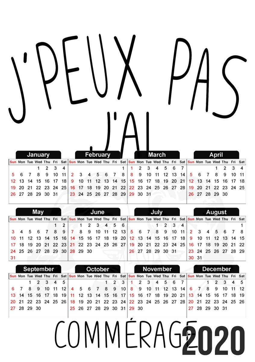  Je peux pas jai commerage para A3 Photo Calendar 30x43cm