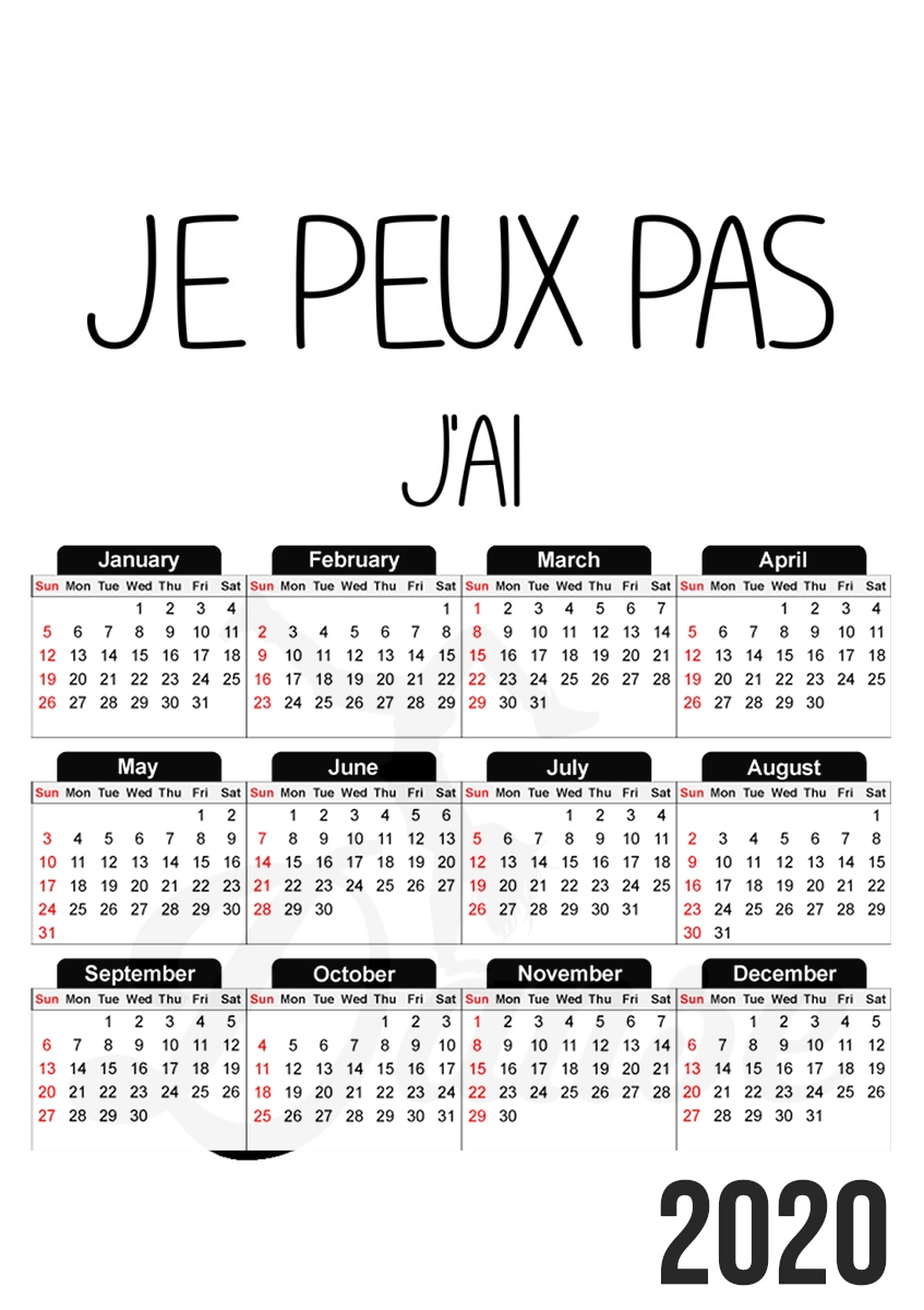  Je peux pas jai danse para A3 Photo Calendar 30x43cm