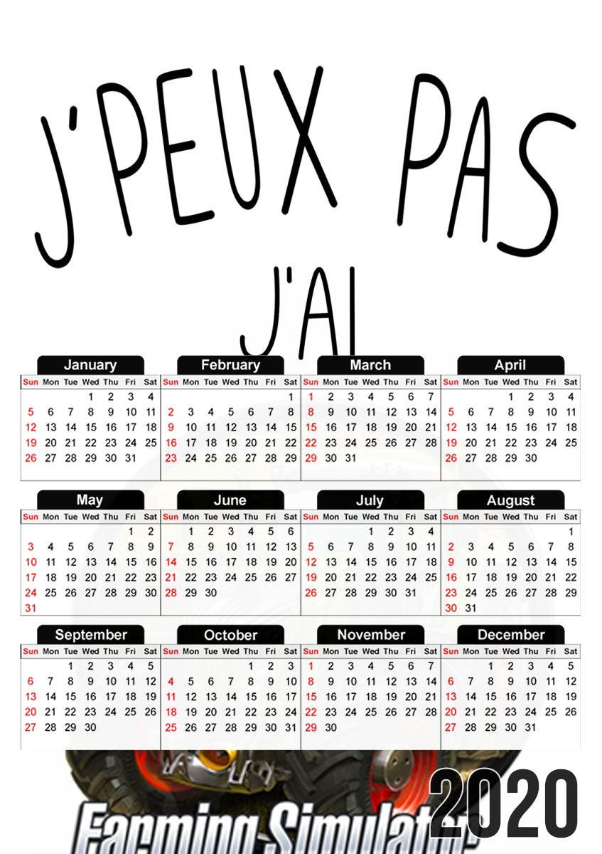  Je peux pas jai Farming Simulator para A3 Photo Calendar 30x43cm