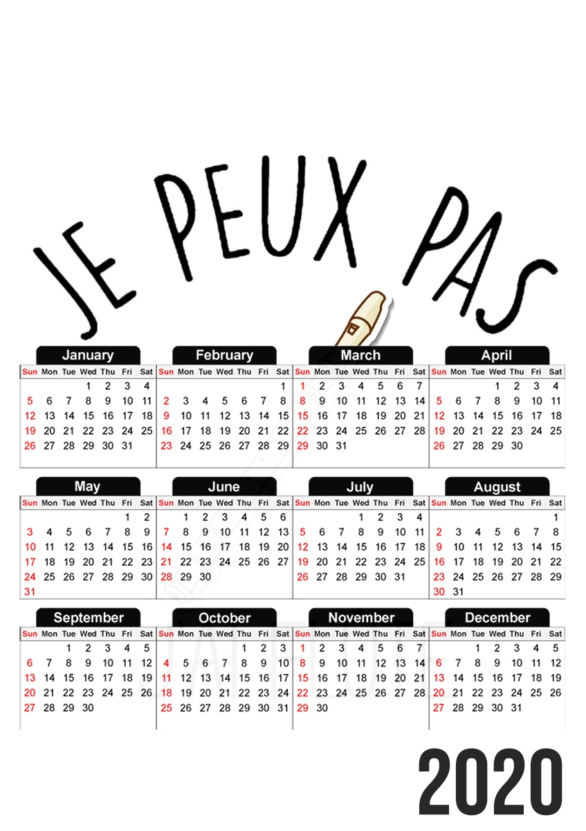  Je peux pas jai flute para A3 Photo Calendar 30x43cm