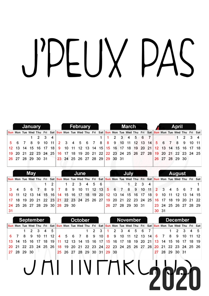  Je peux pas jai infarctus Maladie du coeur para A3 Photo Calendar 30x43cm