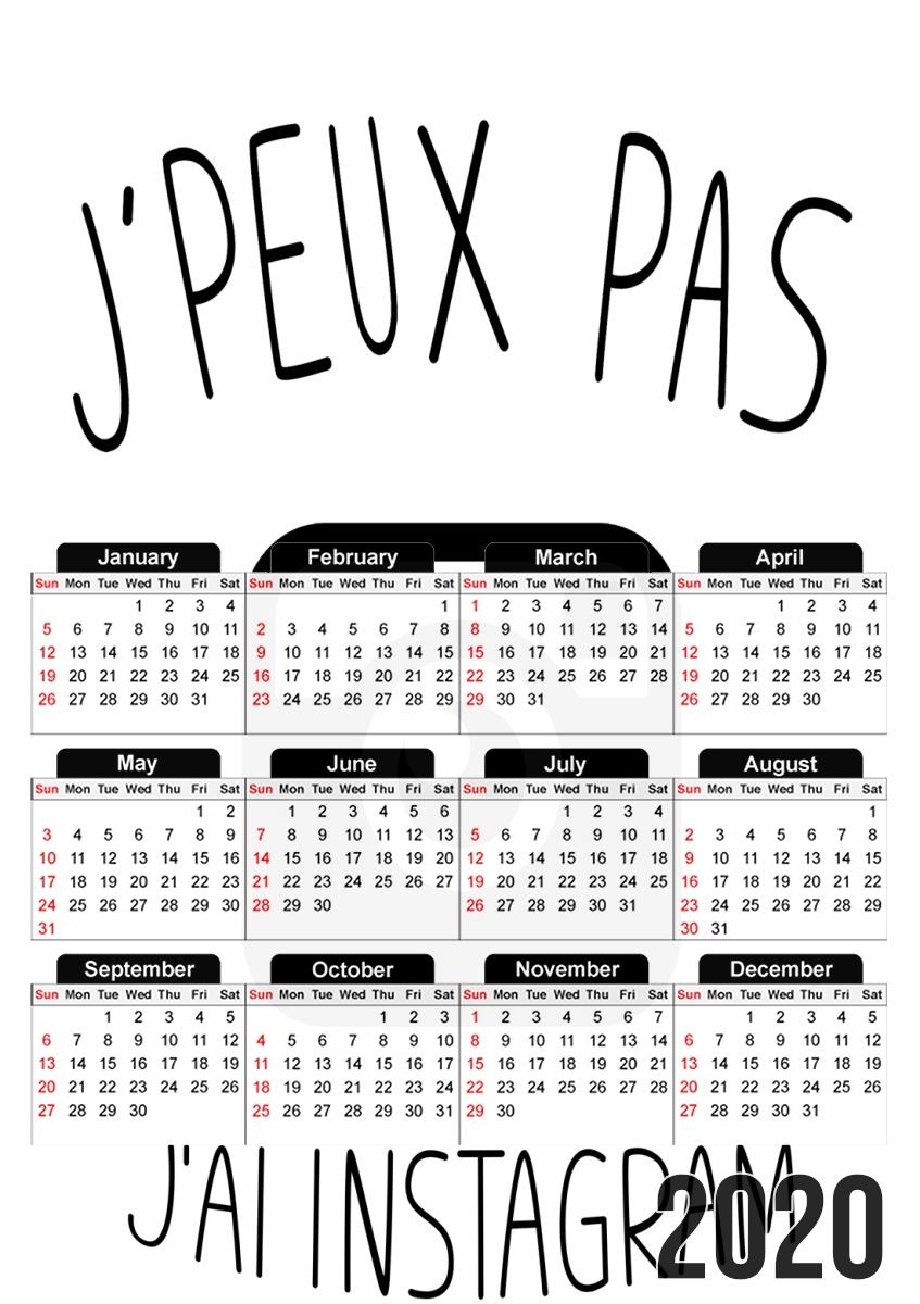  Je peux pas jai instagram para A3 Photo Calendar 30x43cm