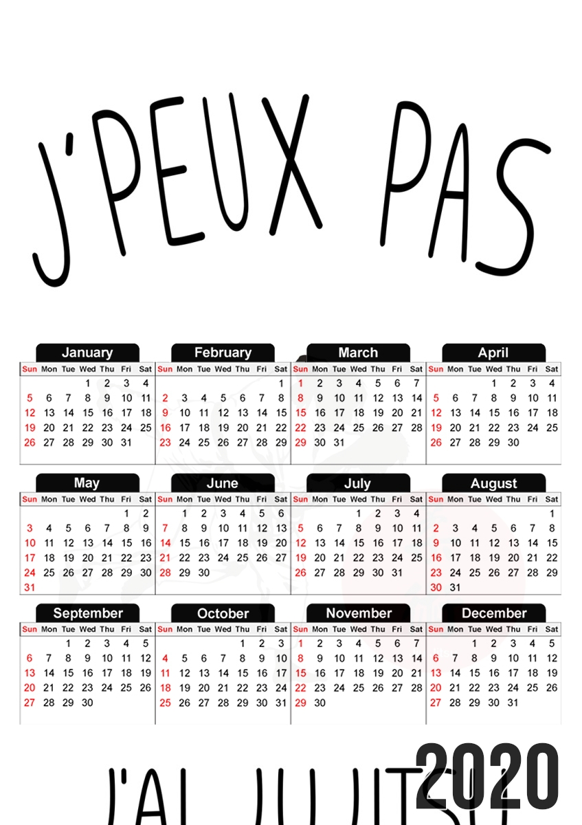  Je peux pas jai jujitsu para A3 Photo Calendar 30x43cm