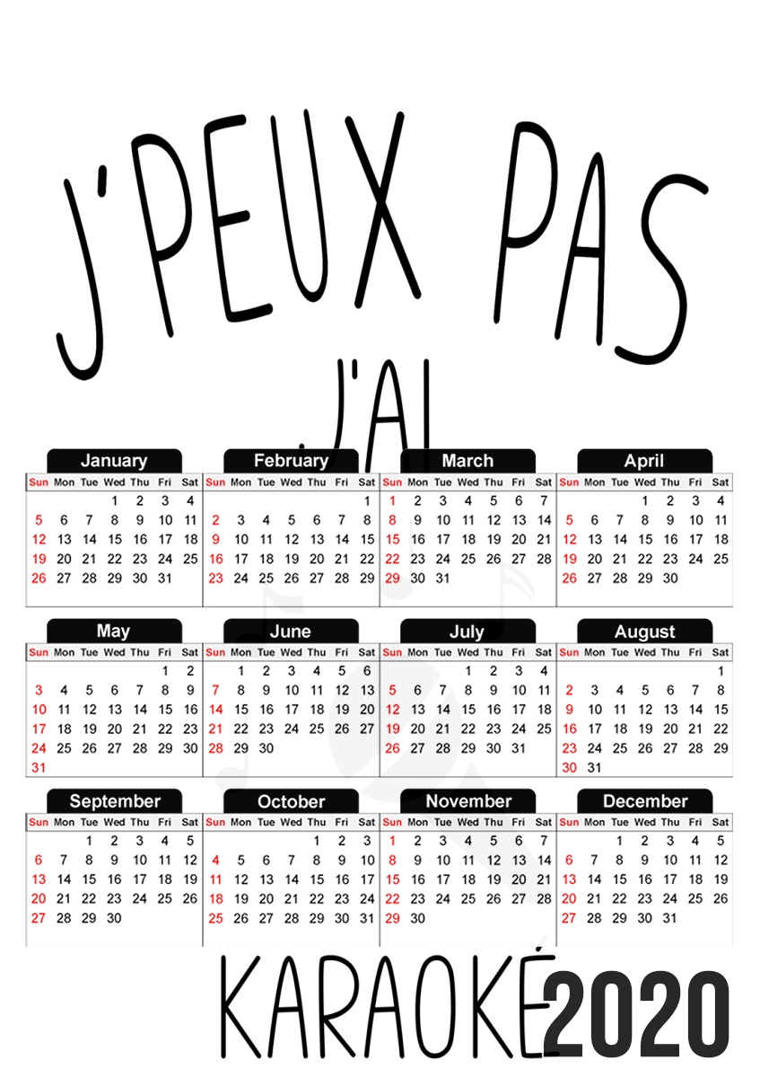  Je peux pas jai Karaoke Chant para A3 Photo Calendar 30x43cm