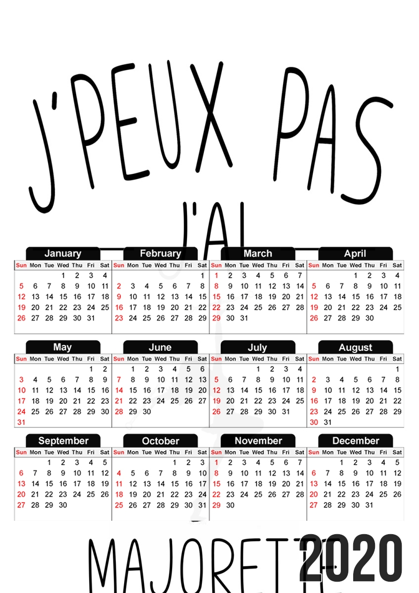  Je peux pas jai majorette para A3 Photo Calendar 30x43cm