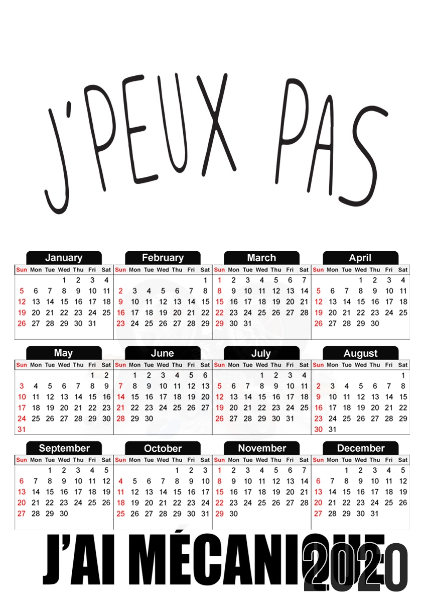  Je peux pas jai mecanique para A3 Photo Calendar 30x43cm