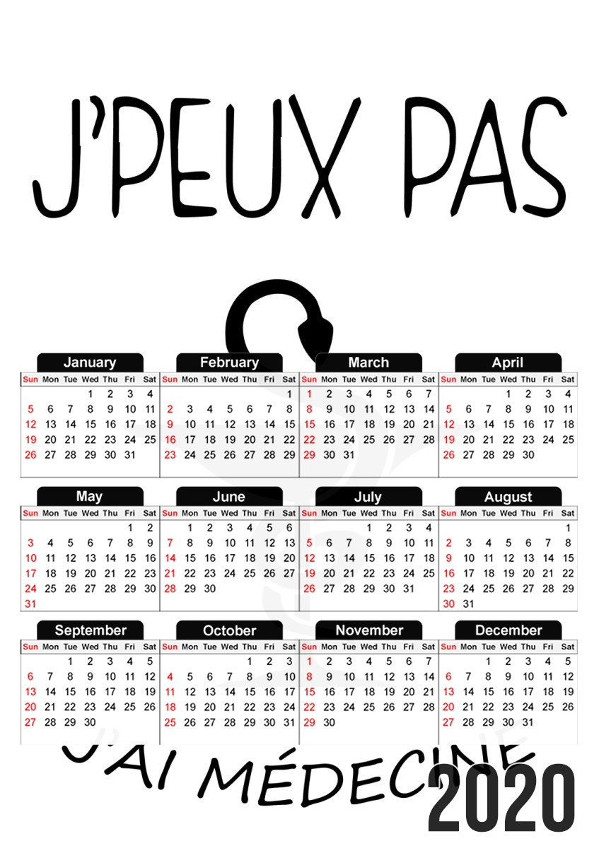  Je peux pas jai medecine para A3 Photo Calendar 30x43cm