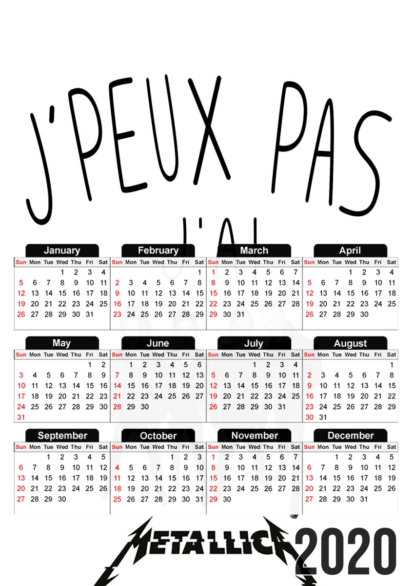  Je peux pas jai Metallica para A3 Photo Calendar 30x43cm