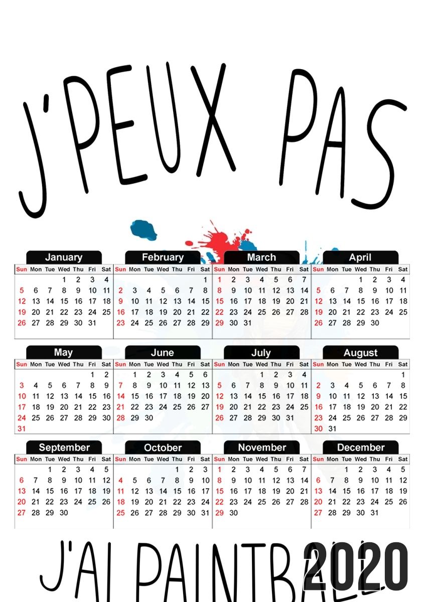  Je peux pas jai Paintball para A3 Photo Calendar 30x43cm