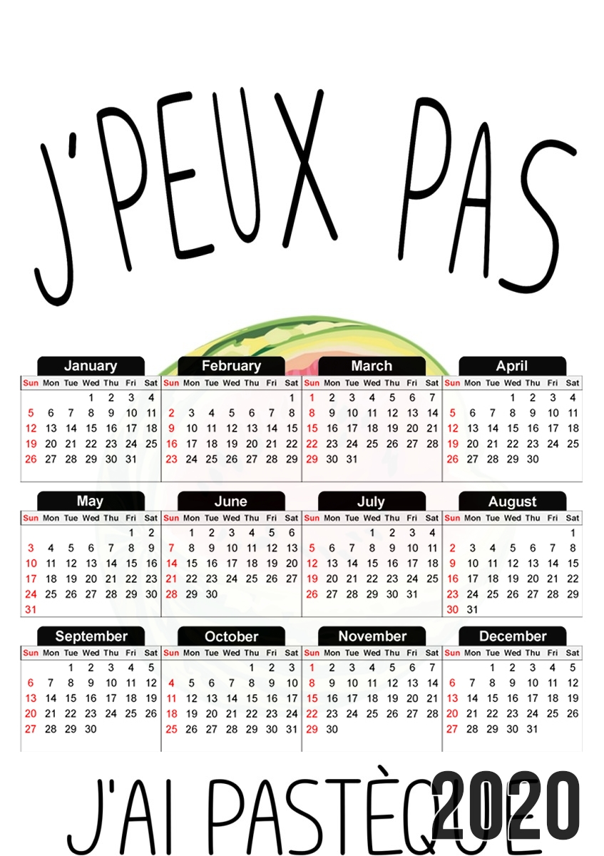  Je peux pas jai pasteque para A3 Photo Calendar 30x43cm