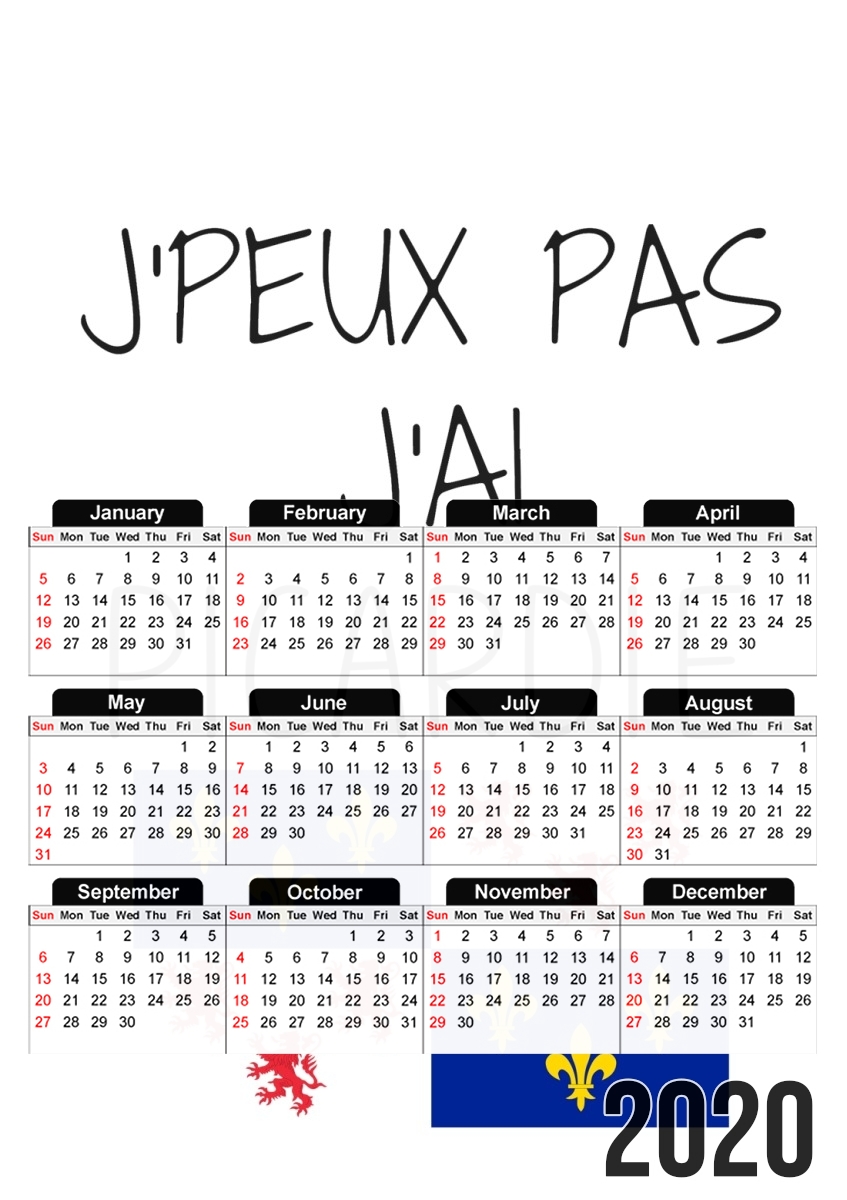  Je peux pas jai picardie para A3 Photo Calendar 30x43cm