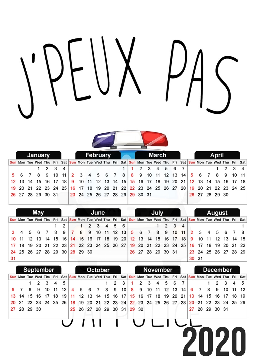  Je peux pas jai Police para A3 Photo Calendar 30x43cm