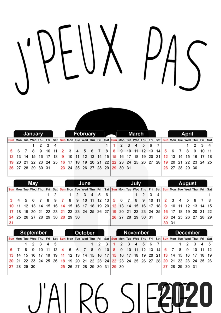  Je peux pas jai Rainbow Six Siege para A3 Photo Calendar 30x43cm