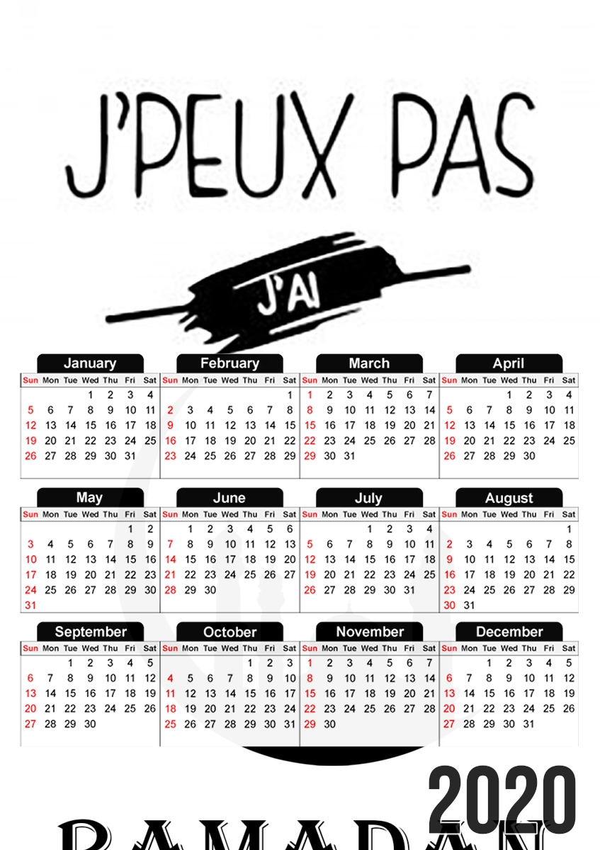  Je peux pas jai ramadan para A3 Photo Calendar 30x43cm