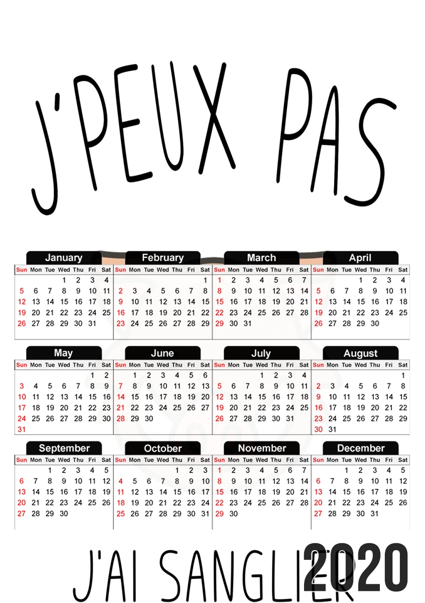  Je peux pas jai sanglier para A3 Photo Calendar 30x43cm