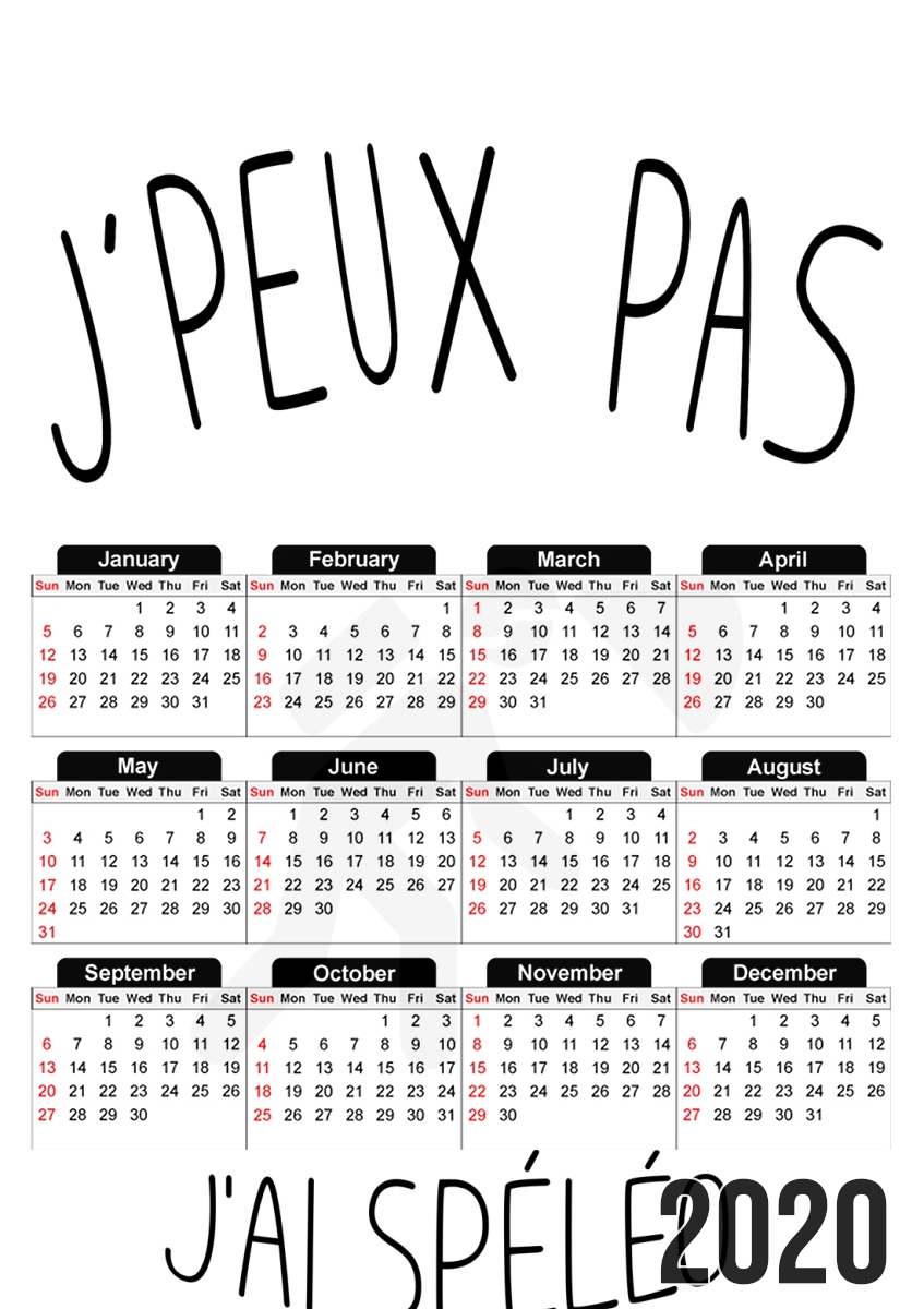  Je peux pas jai speleologie para A3 Photo Calendar 30x43cm