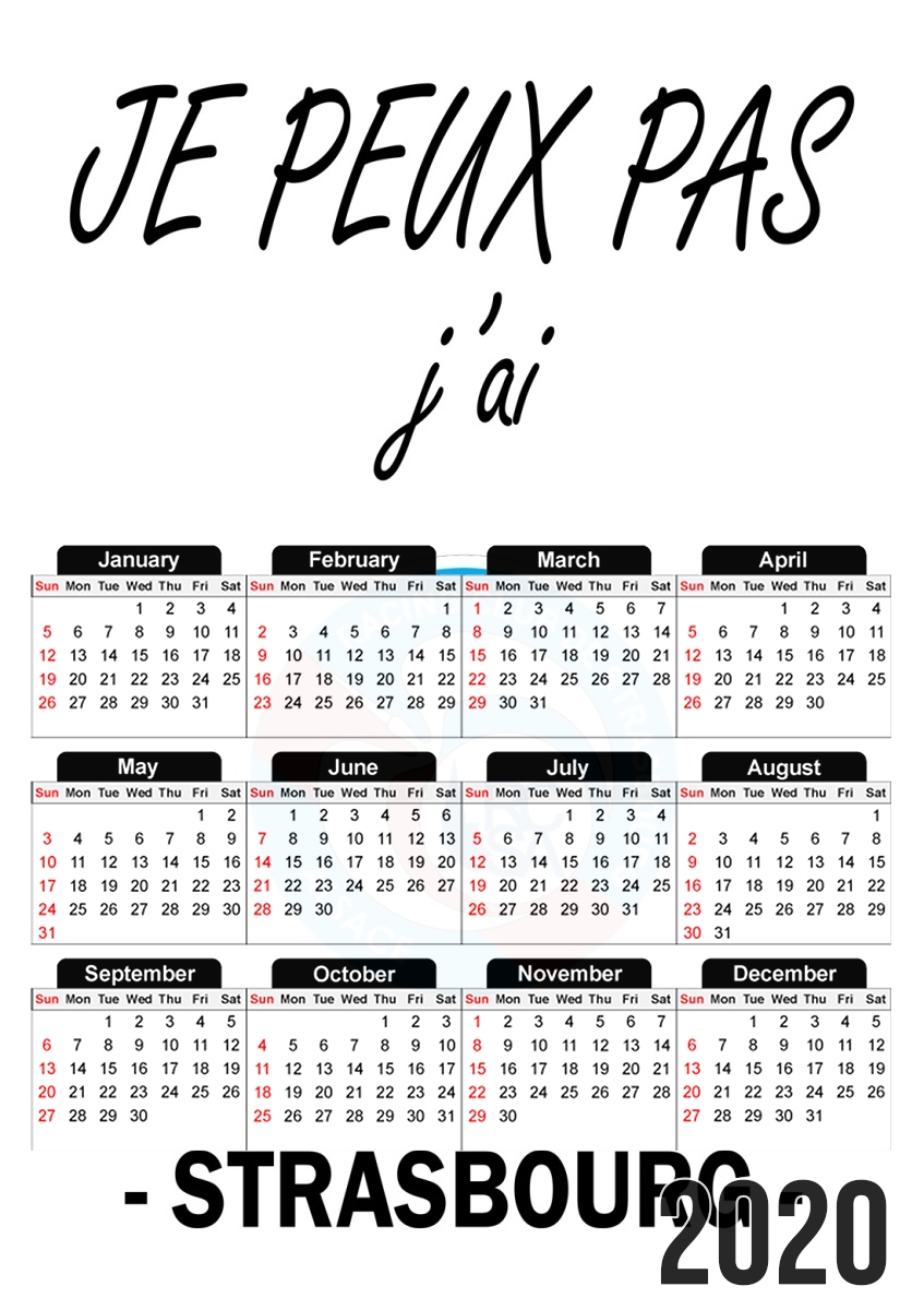  Je peux pas jai Strasbourg para A3 Photo Calendar 30x43cm