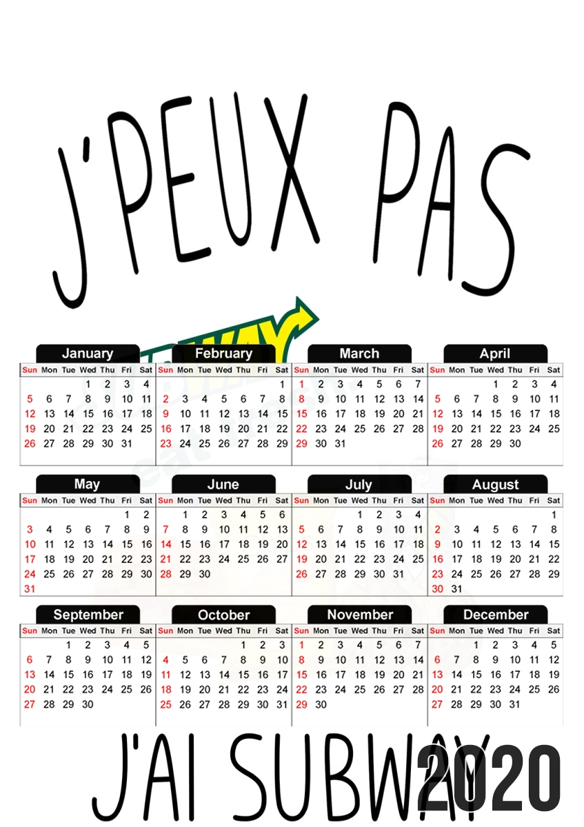  Je peux pas jai subway para A3 Photo Calendar 30x43cm