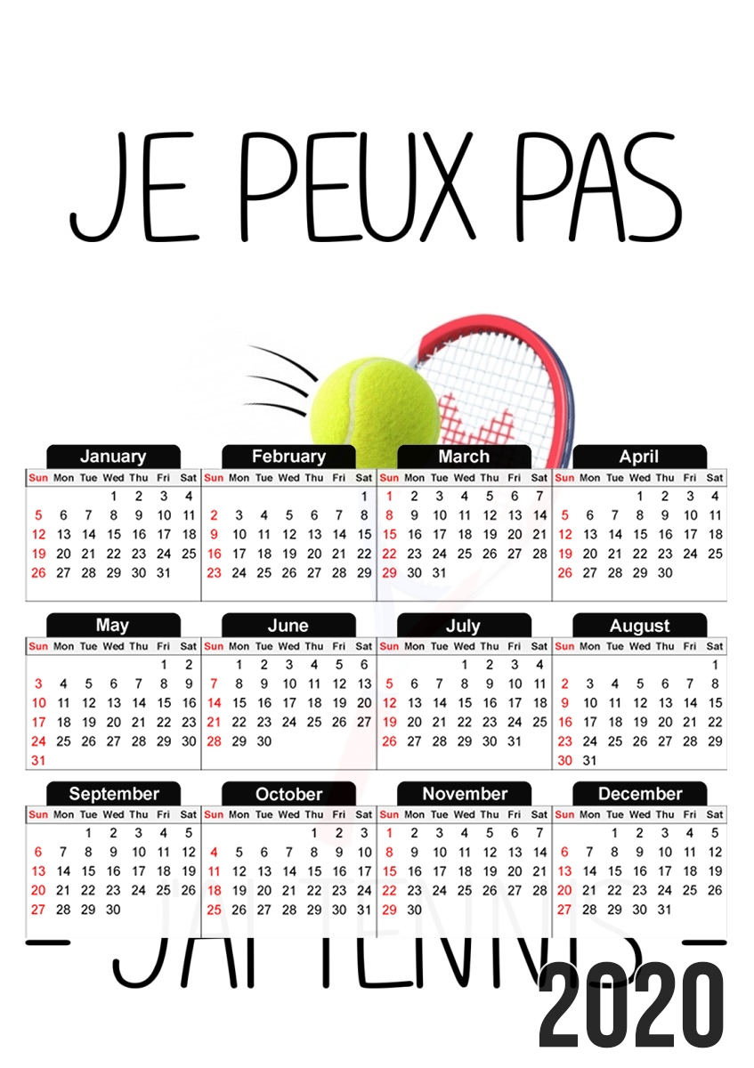  Je peux pas jai tennis para A3 Photo Calendar 30x43cm