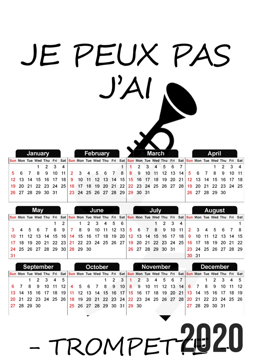  Je peux pas jai trompette para A3 Photo Calendar 30x43cm