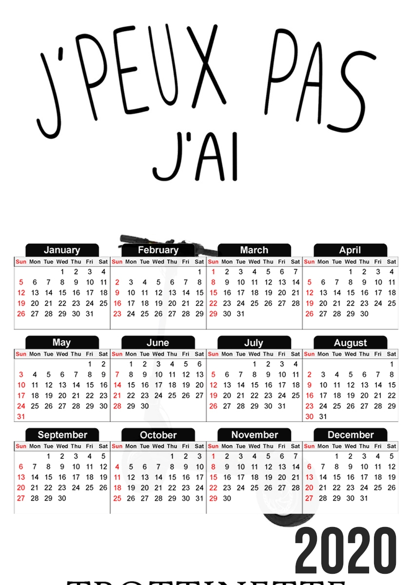  Je peux pas jai trottinette para A3 Photo Calendar 30x43cm