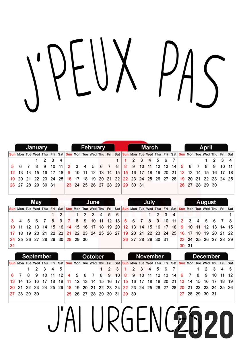  Je peux pas jai urgences para A3 Photo Calendar 30x43cm