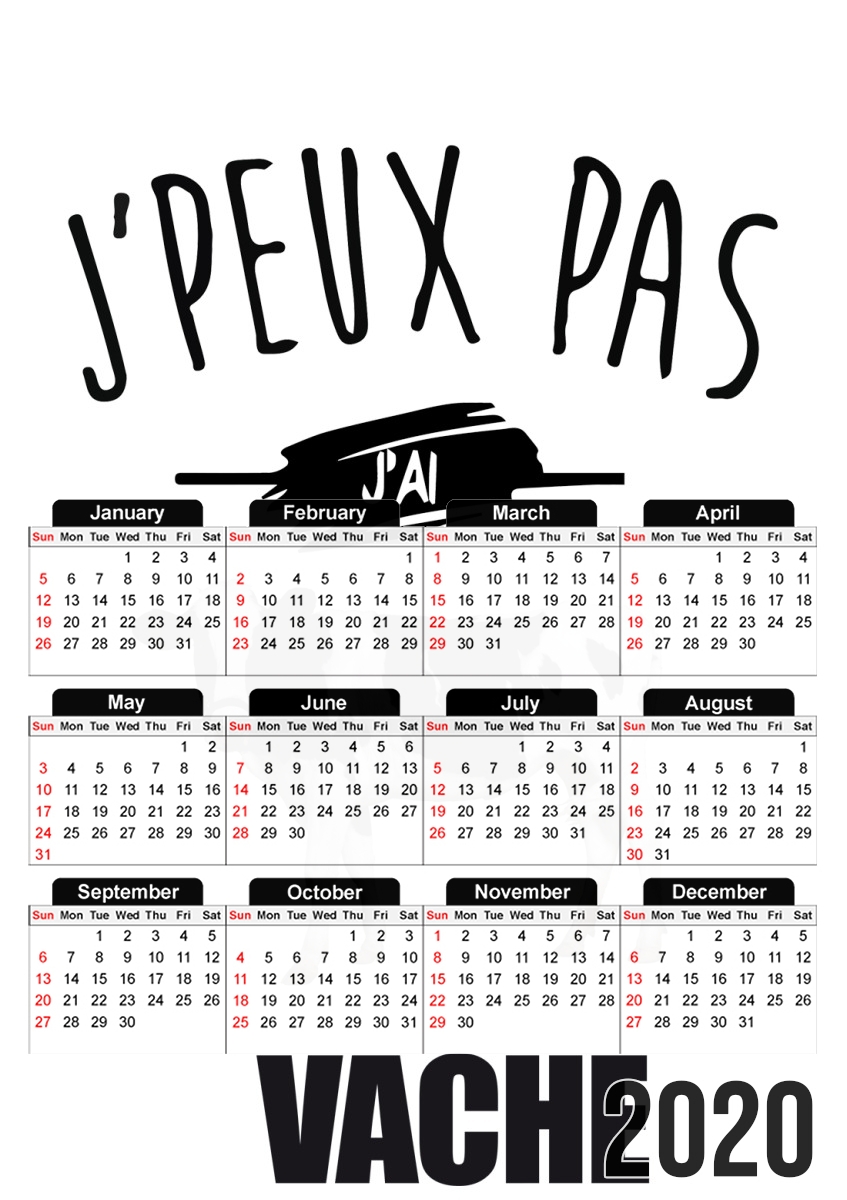  Je peux pas jai vache para A3 Photo Calendar 30x43cm