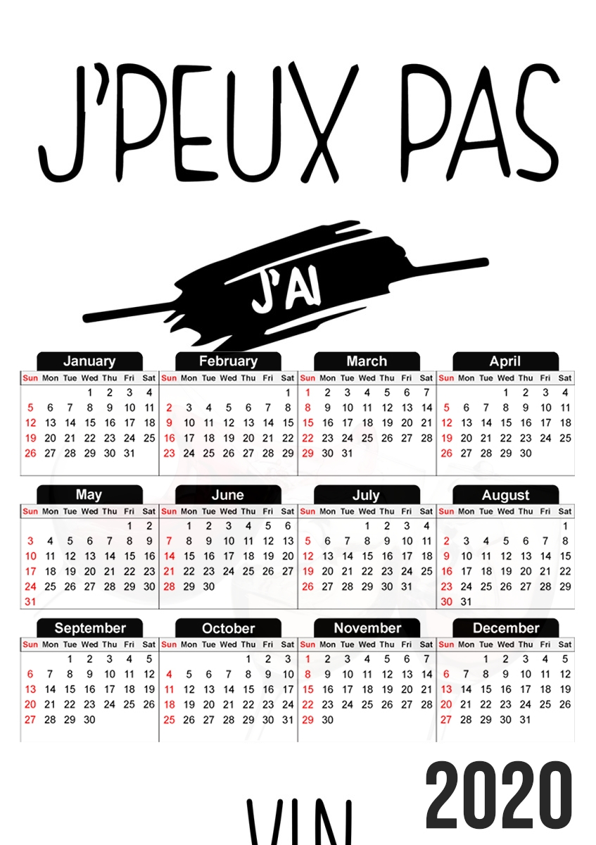  Je peux pas jai vin para A3 Photo Calendar 30x43cm