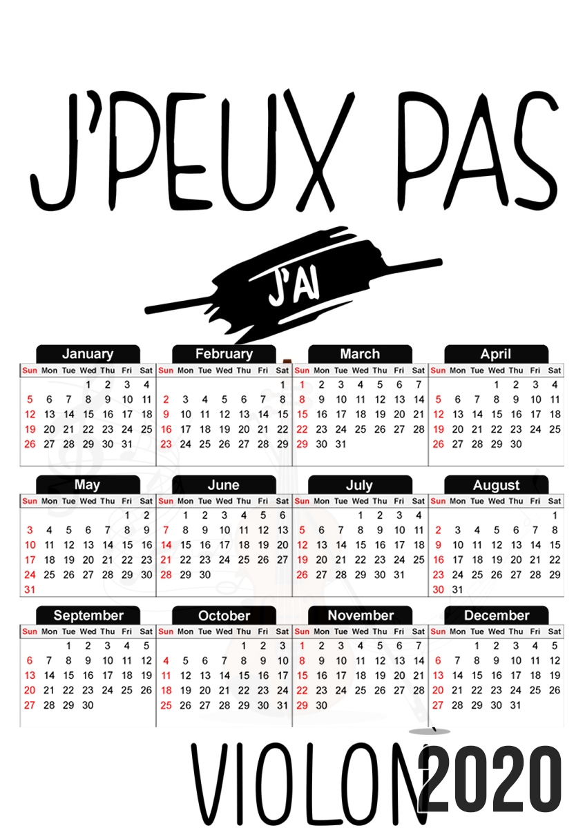  Je peux pas jai violon para A3 Photo Calendar 30x43cm