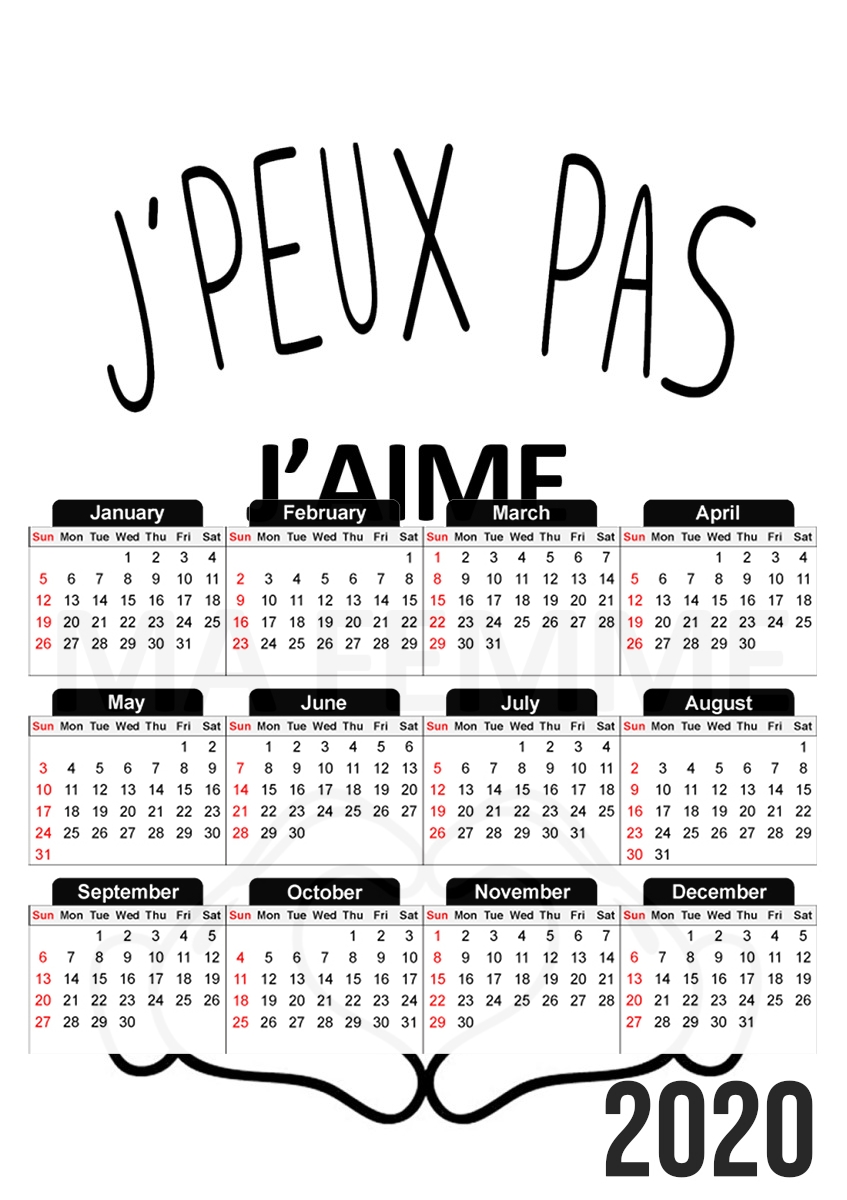  Je peux pas jaime ma femme para A3 Photo Calendar 30x43cm