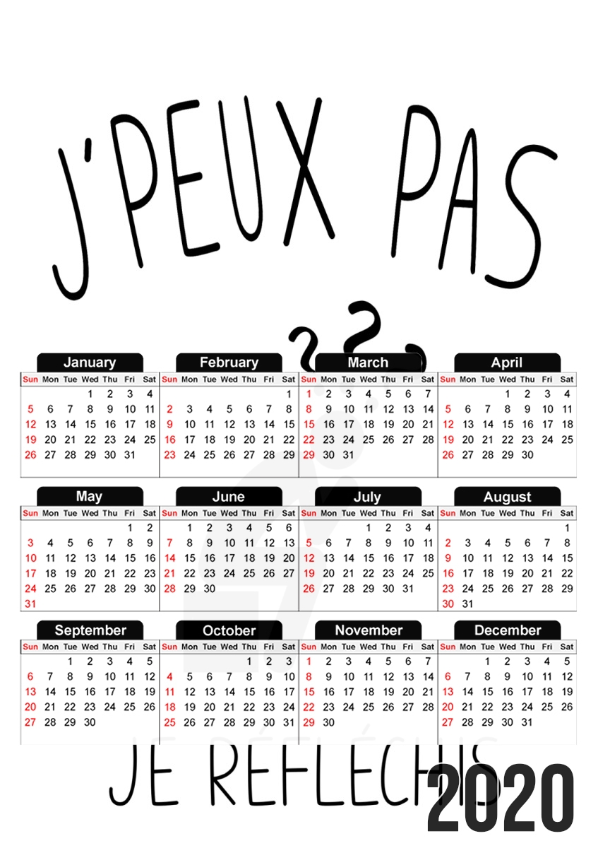  Je peux pas je reflechis para A3 Photo Calendar 30x43cm