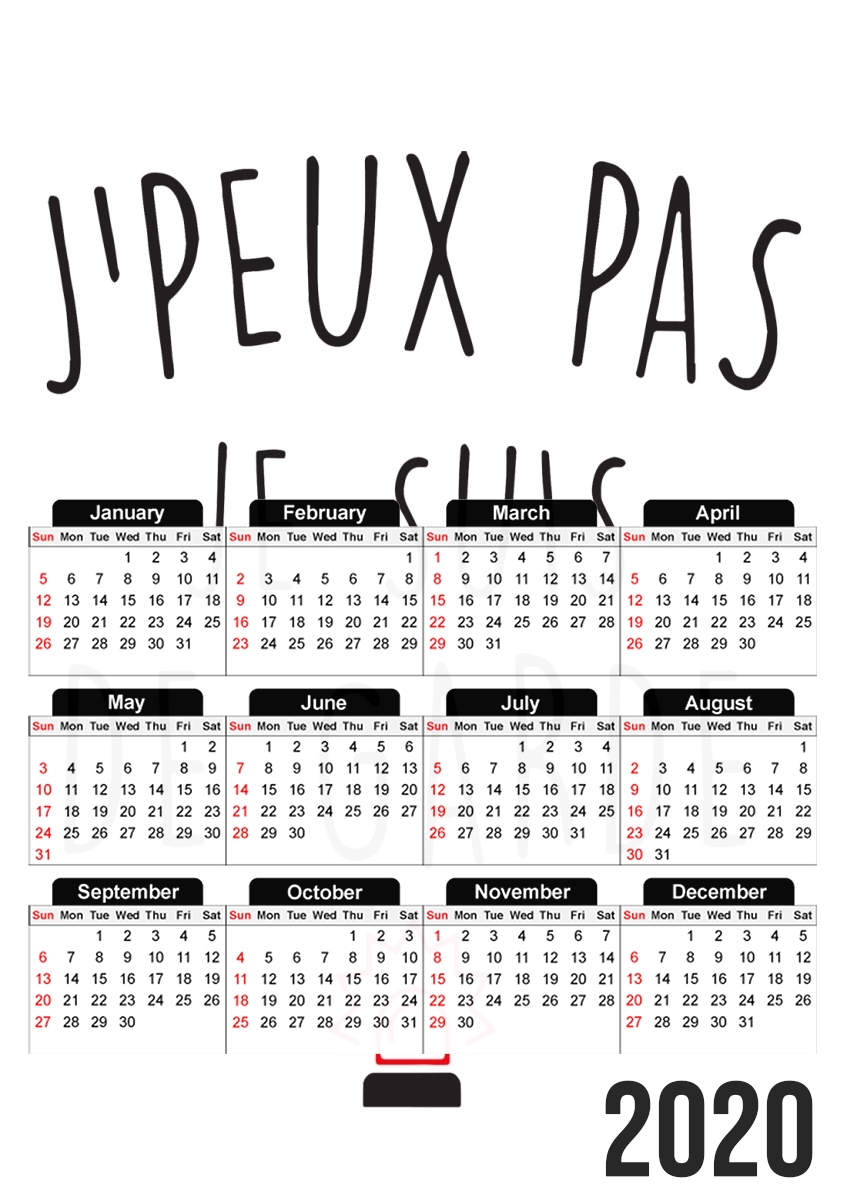  Je peux pas je suis de garde avec sirene rouge para A3 Photo Calendar 30x43cm