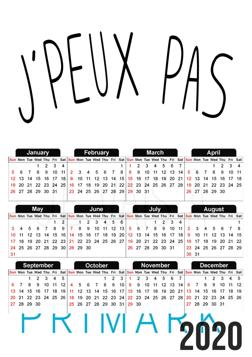  Je peux pas je vais a primark para A3 Photo Calendar 30x43cm