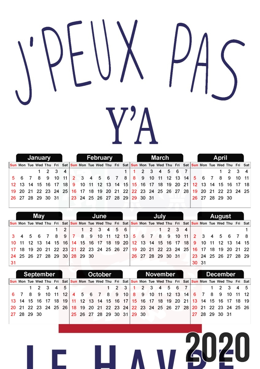  Je peux pas ya le Havre para A3 Photo Calendar 30x43cm