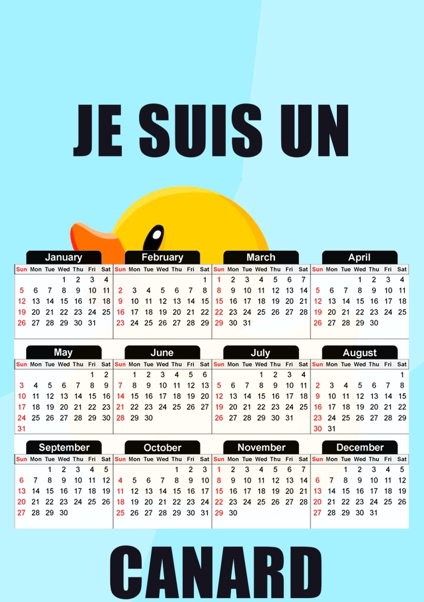  Je suis un canard para A3 Photo Calendar 30x43cm