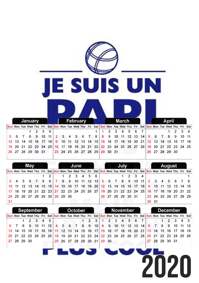  Je suis un papi bouliste comme un papi normal mais plus cool para A3 Photo Calendar 30x43cm