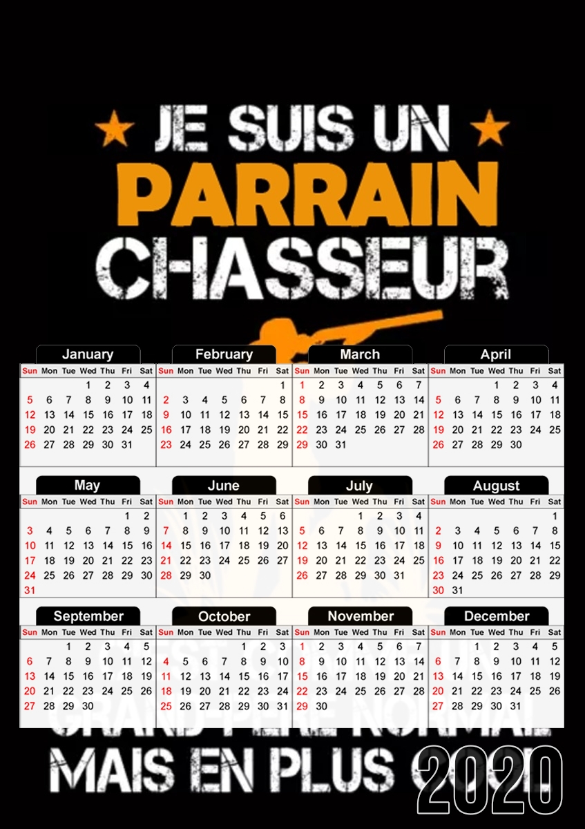  Je suis un parrain chasseur para A3 Photo Calendar 30x43cm