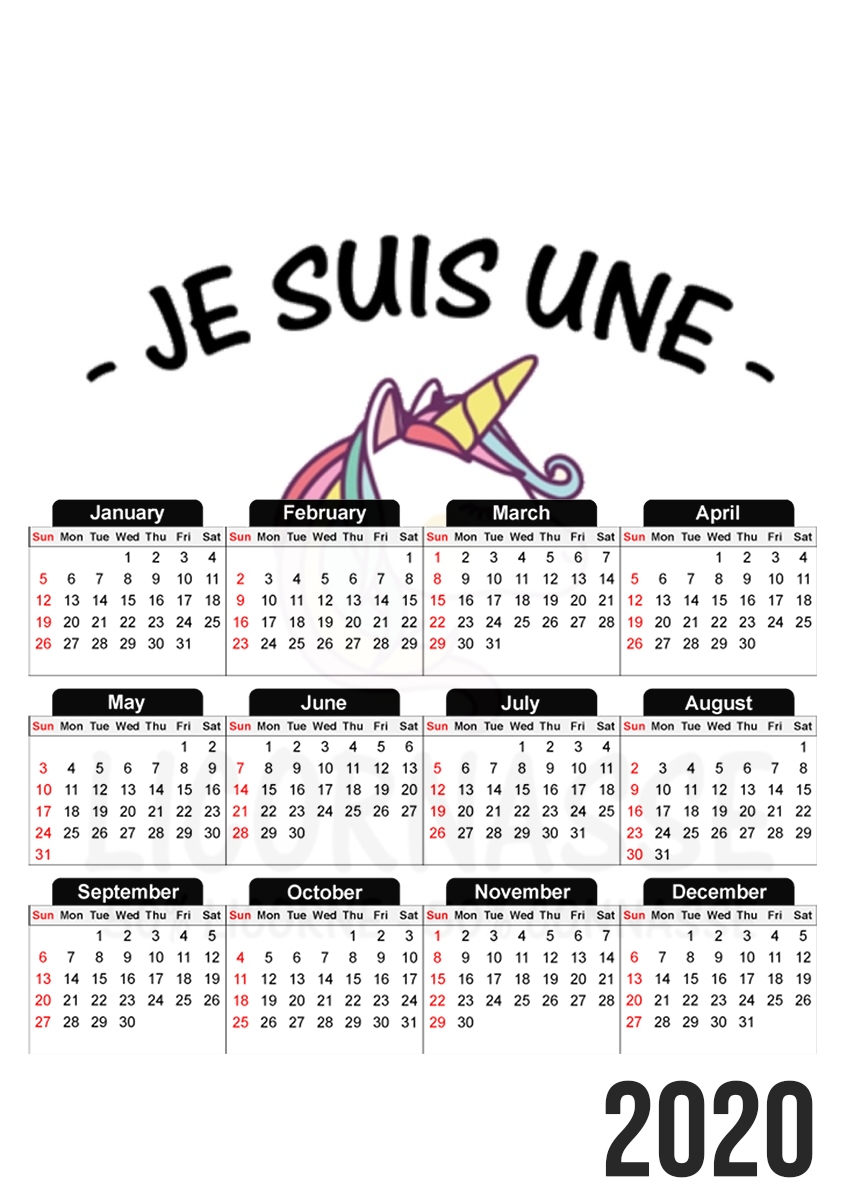  Je suis une licornasse para A3 Photo Calendar 30x43cm