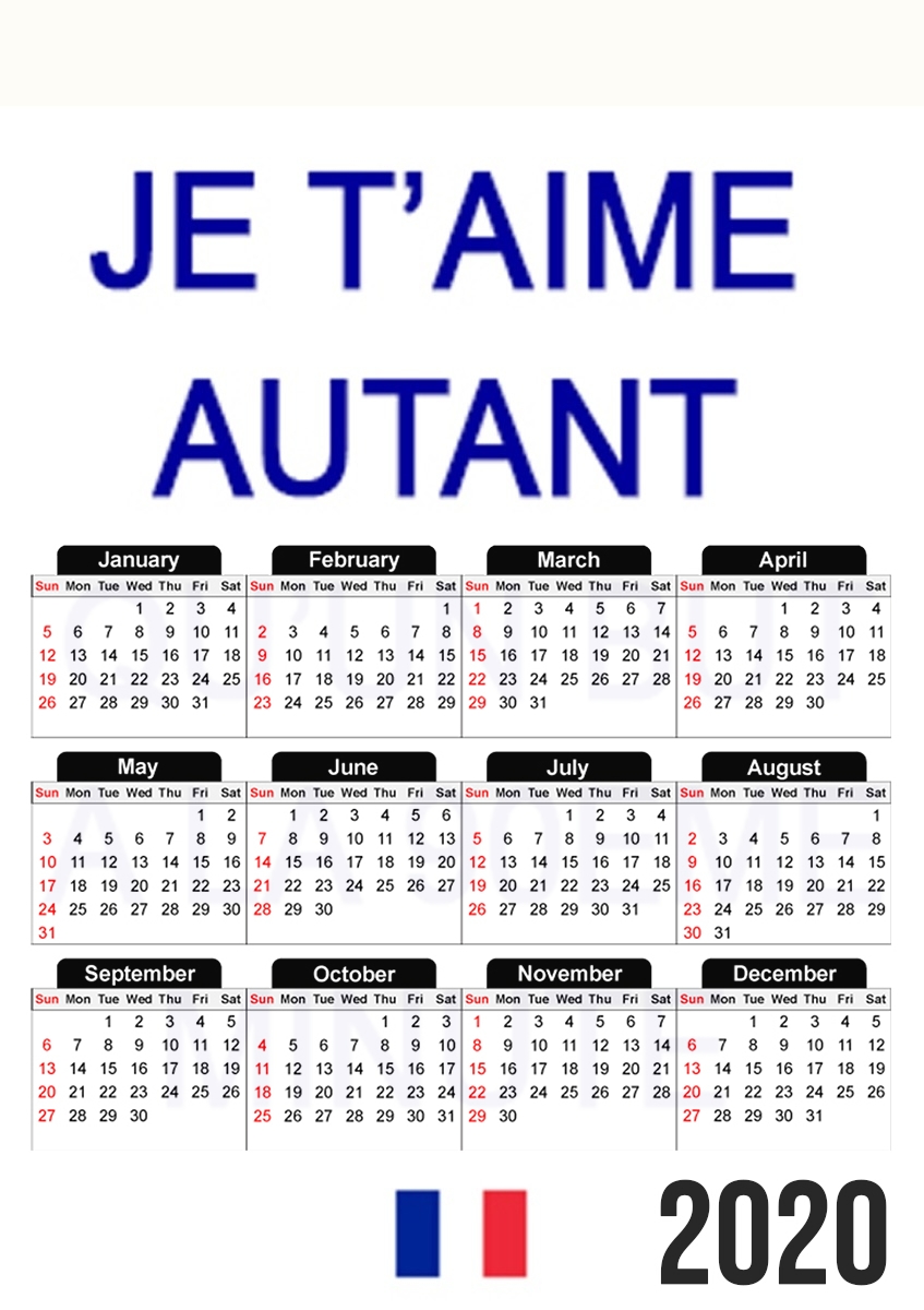  Je t aime autant qu un but a la 90eme minutes para A3 Photo Calendar 30x43cm