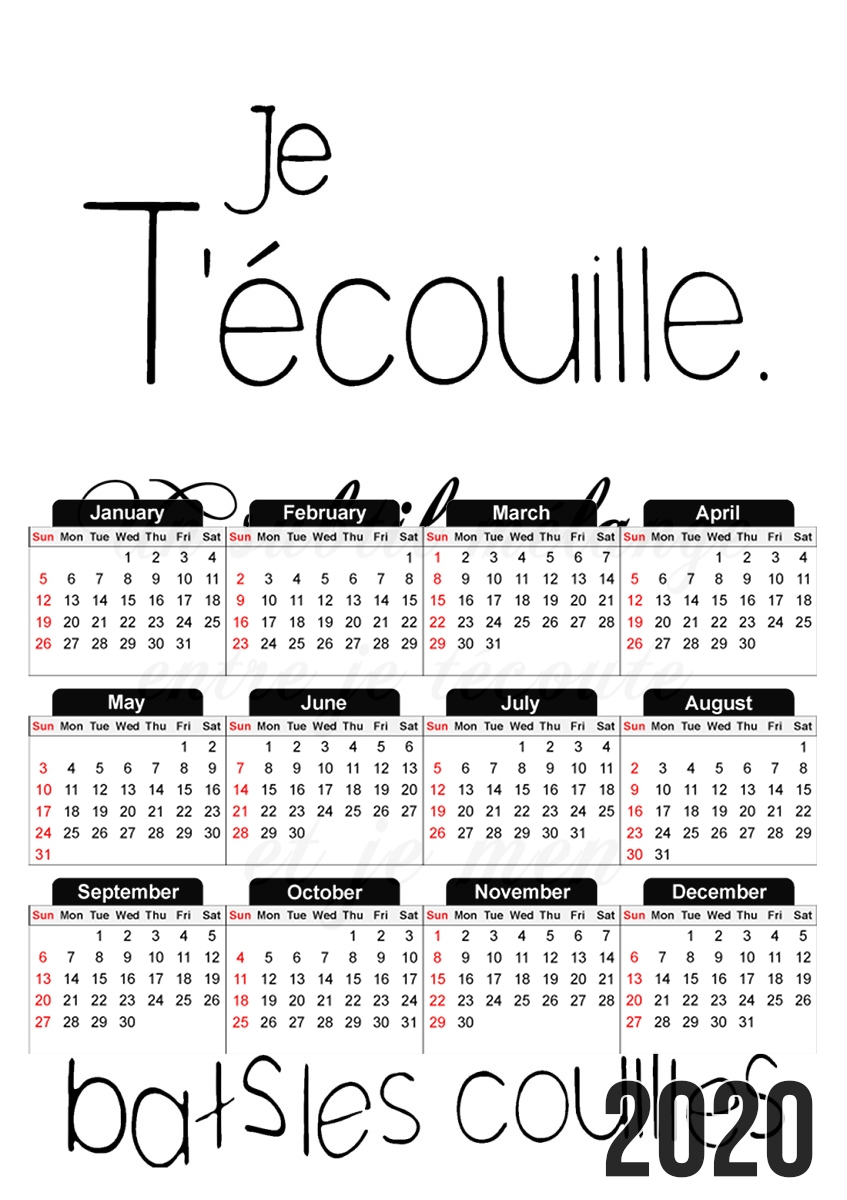  Je tecouille para A3 Photo Calendar 30x43cm