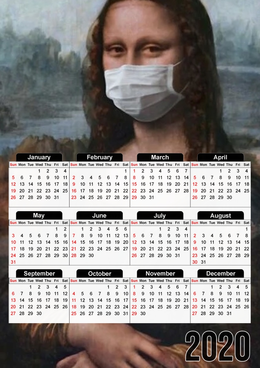  Joconde Mona Lisa Masque para A3 Photo Calendar 30x43cm