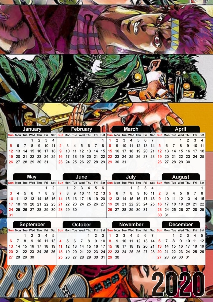  Jojo Manga All characters para A3 Photo Calendar 30x43cm