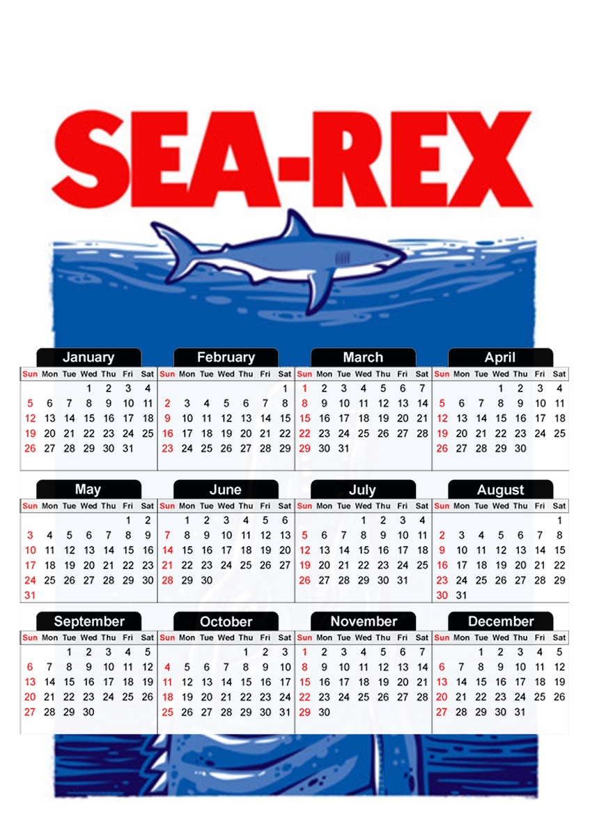  Jurassic World Sea Rex para A3 Photo Calendar 30x43cm