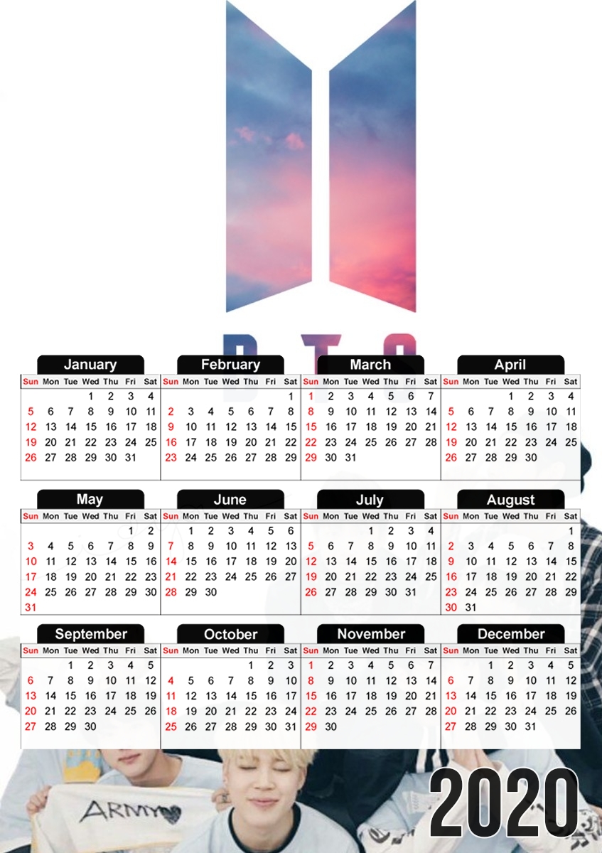  K-pop BTS Bangtan Boys para A3 Photo Calendar 30x43cm