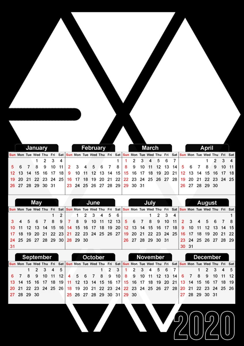  K-pop EXO - PTP para A3 Photo Calendar 30x43cm